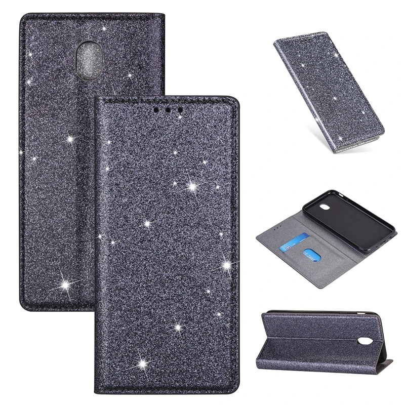 For Samsung Galaxy J5 Ultra Thin Glitter Magnet Flip Leather Case For J3 J7 J720 Stand Cover Funda