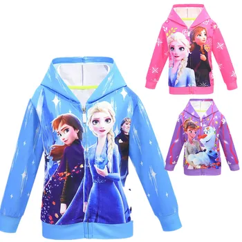 

NEW Spring and Autumn Girls hoodie with zipper Elsa Anna 2 Cartoon Casual Long sleeve Hoodies Sweatshirt For Girls