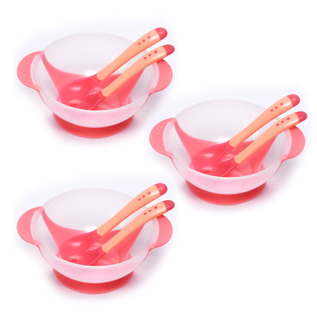 3sets Baby Bowl Training Bowl Spoon Tableware Set Dinner Learning Dishes with Suction Cup Children Training Dinnerware