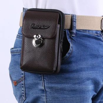 

Fashion Litchi Pattern Men Wallet PU Leather Purse Belt Bag Solid Color Card Holder Zipper Casual Clutch Bags
