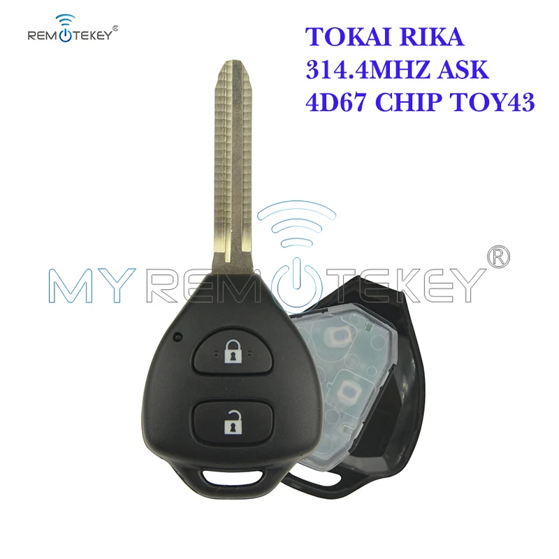 Remtekey TOKAI RIKA Remote Key 2 Button TOY43 For Toyota  HILUX+314.4mhz+4D67