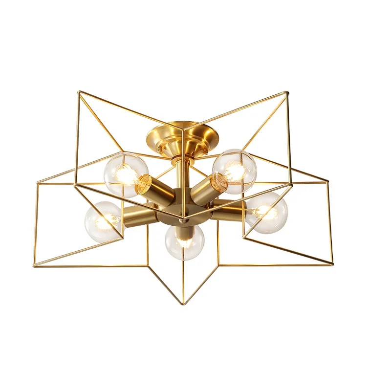

Creative Pentagram Ceiling Lighting Fixtures Modern LED Lights Ceiling Lamp Copper Bedroom Living Room Luminaire Avize Plafon