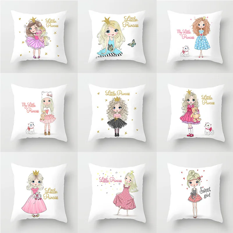 

Pillow case 45*45 New Princess Series Printed Polyester Pillow Case Square Pillow Case