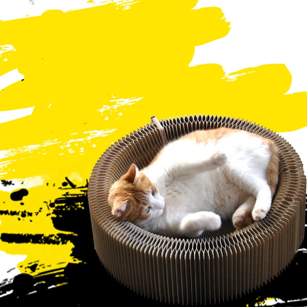 Multifunction Cat Scratcher Lounge, Collapsible Round Scratching Pad