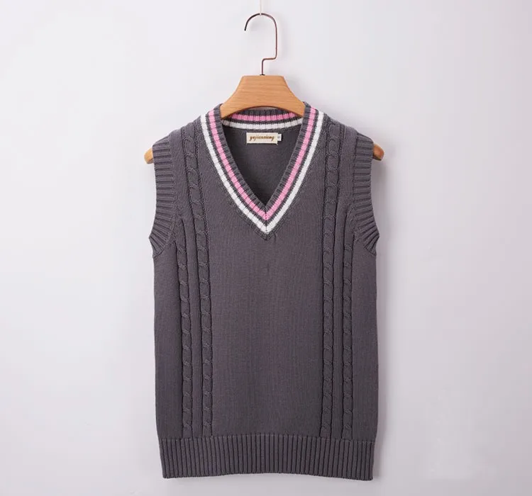 Жилетка JK в японском школьном стиле с v-образным вырезом, свитер с петельками, вязаный свитер, школьная форма, жилет, комплект на осень и зиму, CH-5