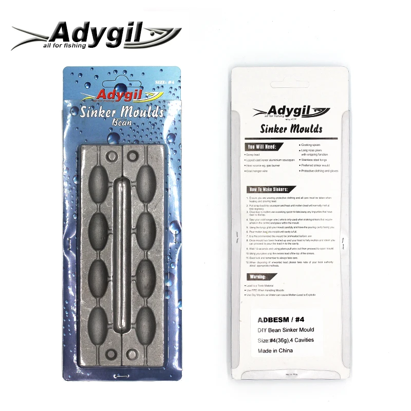 Adygil DIY рыболовные бобовые грузила прессформы ADBESM/#4 бобовые грузила 36 г 4 полости