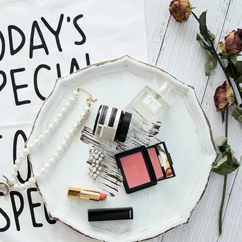 

Tobs wood plate vintage white style handmade dessert tray cake table decoration makeup jewelry stroage holder ring trays