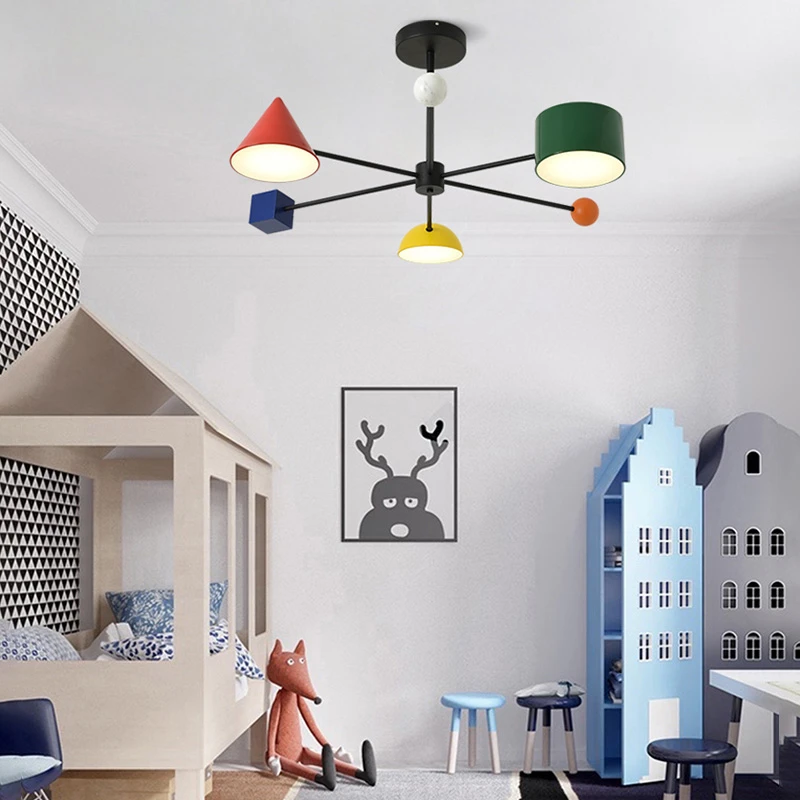 Artpad 30w Led Pendant Lamp Personality Metal Colorful Children Room Geometric Blocks Art Dim 3 Head Ceiling Hanglamp Fixtures Pendant Lights Aliexpress