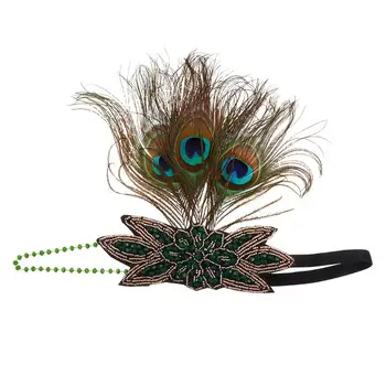 

1Pc Women Gorgeous Flapper Headband Vintage Retro Decorative Feather Headband