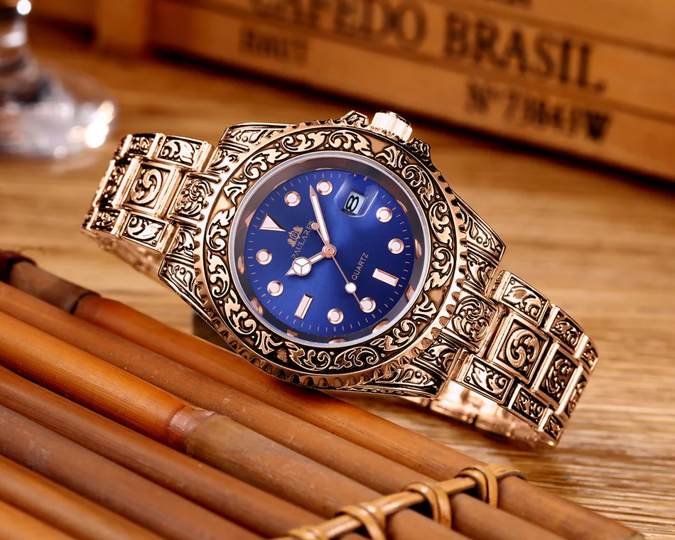 Quarzo classico da uomo, antico, vintage, luminoso, in oro rosa, oro giallo, argento, 2 toni, rosso verde, blu sfumato_voghion.com