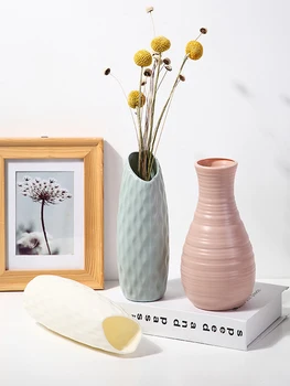 

Nordic Flower Vase Decoration Home Modern Vases for Flowers White Plastic Vase Tabletop Vase Living Room Decoration Accessories