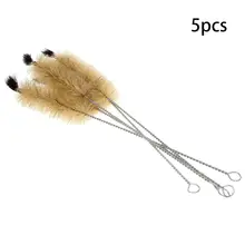 5 шт., щетка для чистки бутылок из свиной шерсти, лабораторная кисть 30 см в длину, металлическая ручка, соломинка, Набор Щеток Для Чистки