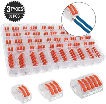 

50pcs/set Terminal Block Spring Lever Nut Terminal Blocks Reusable Electric Cable Connector Wire Home Tools of insulating