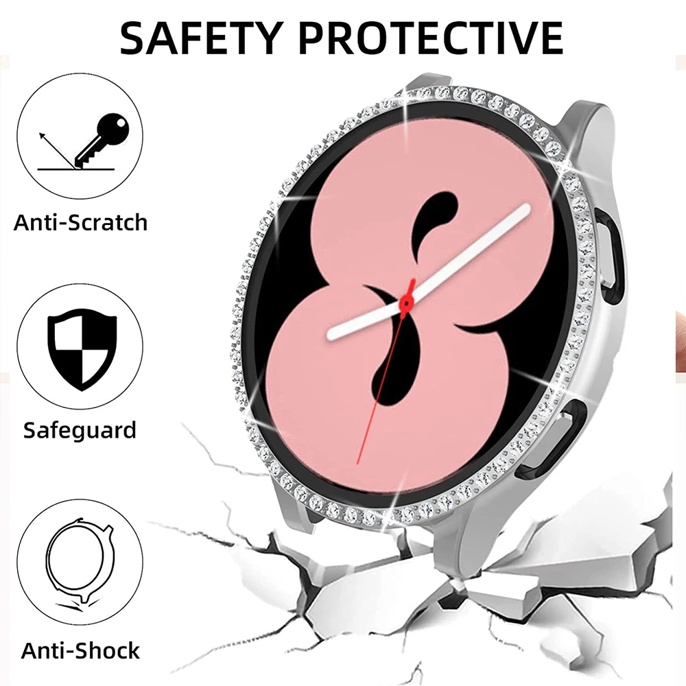 Screen Protector Case For Samsung Galaxy Watch 4, Shock-Proof Bumper Crystal Diamond Full Cover for Galaxy Watch 4 40MM 44MM
