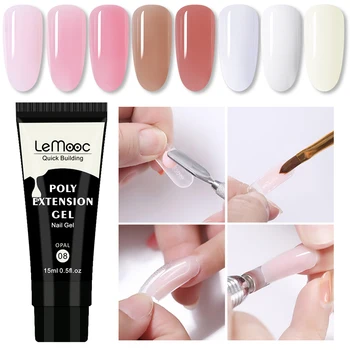 

LEMOOC 15ml Crystal Extend UV Led Poly Nail Gel Builder Finger Extension Nail Art Gel varnish Pink White Clear Jelly Gel
