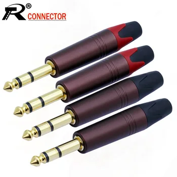 

100pcs 6.35mm 3 pole stereo sophomore core amplifier microphone 6.35mm jack 1/4 mono male connector 6.3mm 6.5mm audio plug jack