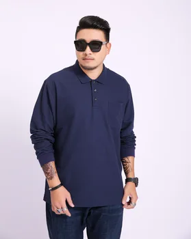 

Middle-aged And Elderly Fat Super Large Size Extra Large Fat Man Lapel Long Sleeve T Shirt Male Polo Shirt Plus Fat plus Dad