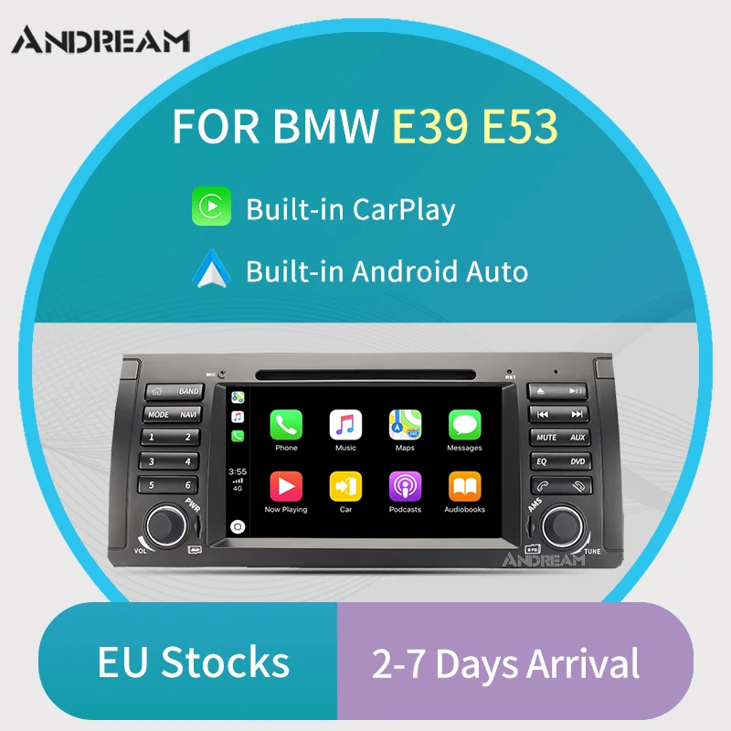 7 &quotВстроенный Apple Carplay Android автомобильный мультимедиа для BMW E39 E53 M5 WIFI Bluetooth gps