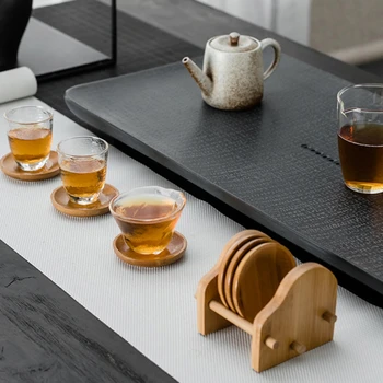 

8Pcs Bamboo Tea Ceremony Tea Coaster Anti-scalding Insulation Cup Dragging Mat Kitchen Small Table Mat