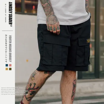 

Lindsey Seader Men's Cargo Shorts Comfortable Drawstring Elastic waist Casual Male Shorts Knee Length Multi Pocket Sports Shorts