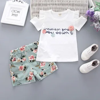 

Baby Clothing Suit Baby Girl Summer Clothing 0-4 Years Old Baby Cotton Top T-shirt + Pants Clothing Set 6 8 9 10 Year Old