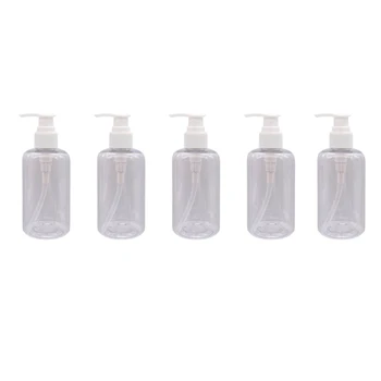 

5Pcs Press Pump Bottle Shower Gel Subpackaging Bottle Refillable Bottle Travel Bottle White (250ml)