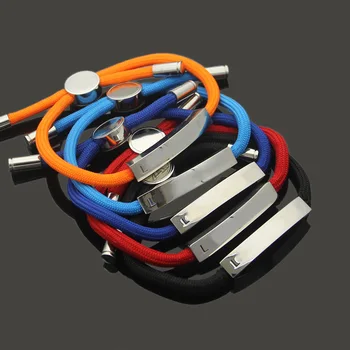 

Titanium steel jewelry L letter square leather rope bracelet 5 colors drawstring Bracelet