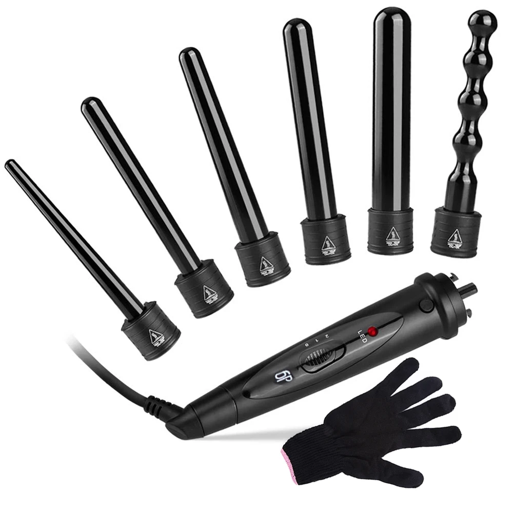 

Multifunction Curling Iron Interchangeable Hair Curling Iron Machine Ceramic Hair Curler Roller Heat Resistant Glove Styling Set