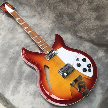 

381 electric guitar, 6-string electric guitar, red paint half-empty core guitar, neck 3-piece, tiger maple veneer, real photo