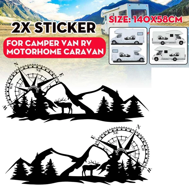 

RV Motorhome Universal Body Sticker DIY Compass Navigation Animal Decal Sticker Decoration for Car Caravan Trailer