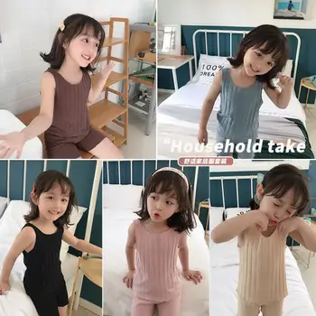 

2020 new girls 2 pcs set vest+shorts fashion summer cotton girls suit 2-7 years HV877