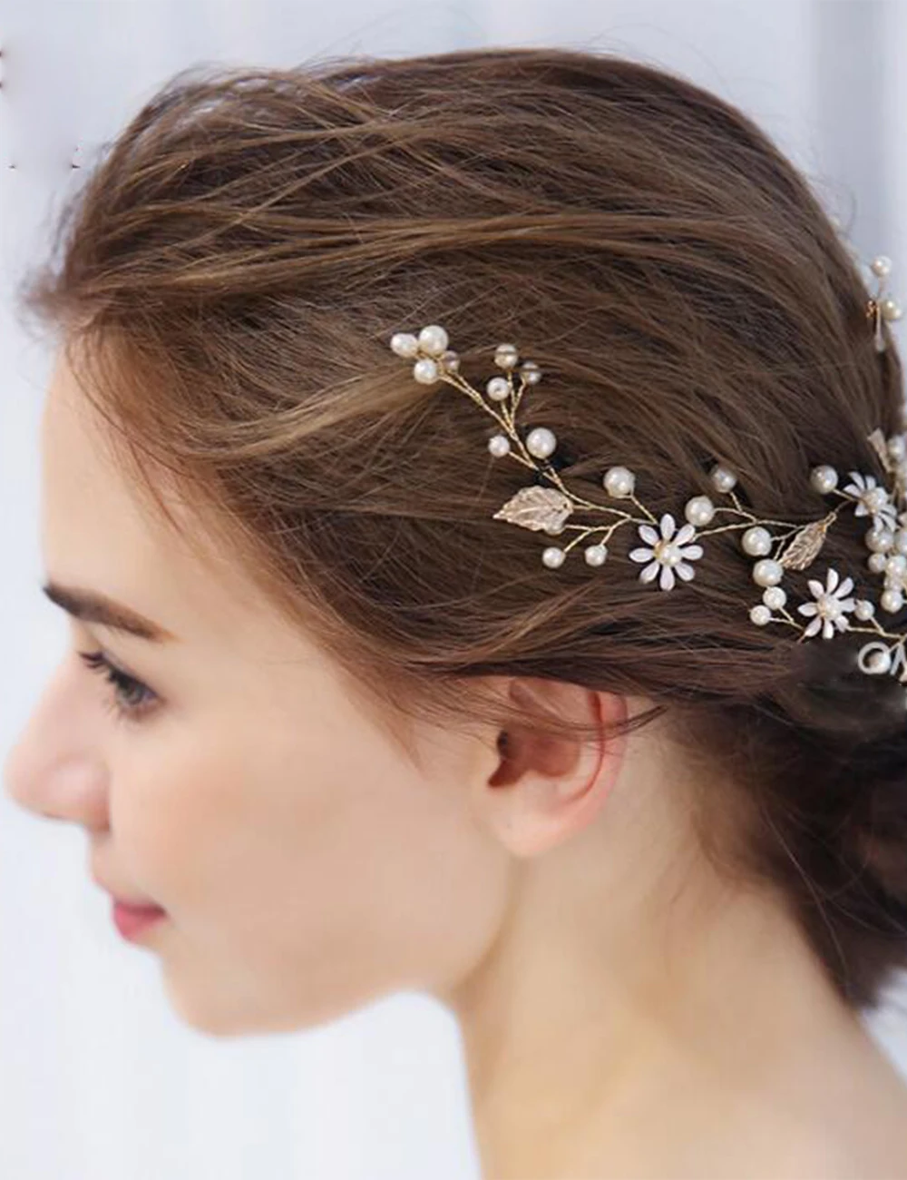 Vintage Gold Leaves And Floral Bridal Headband Bohemian Headpiece Crystal Pearl Hair Vine Flower Halo Wedding Hair Accessories
