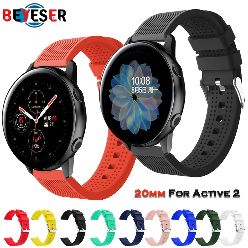 

Ремешок силиконовый для Samsung Galaxy Watch 42 мм Active 2 40/44 мм, мягкий спортивный сменный Браслет Для Samsung S2 Classic, 20 мм
