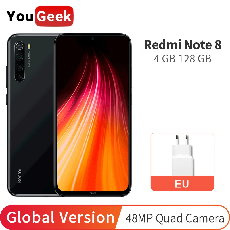 Глобальная версия Xiaomi Redmi Note 8 4 Гб 128 мобильный телефон 48MP Quad задняя камера Snapdragon 665