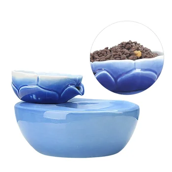 

1.5L Leakproof Automatic Pet Water Dispenser Large Capacity Water Container Filter Feeder Bowl Ceramic Lotus and Pond Holder Dri