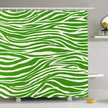 

Shower Curtain Set with Hooks 60x72 Mammal Clothes Furry Safari Skin Green Textile Pattern Animals Trend Fur Wildlife Textures