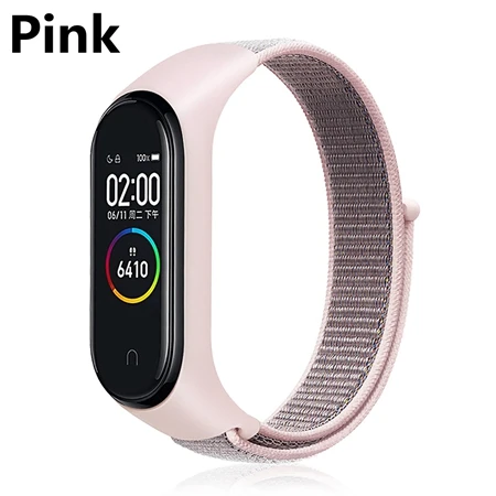 Pink Нейлоновый ремешок-петля для Xiaomi mi 4 3 ремешок дышащий спортивный браслет для mi Band 4 Global Xiao mi Band 4 Замена - Цвет: Pink