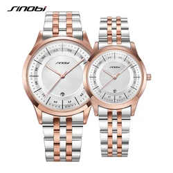SINOBI reloj elegante de moda para hombre y mujer, relojes de cuarzo con movimiento de oro rosa japonés, de lujo