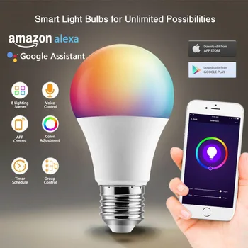 

New Wireless Smart Bulb Home Lighting Lamp 7W E27 Magic RGB +W LED Change Color Light Bulb Dimmable Work with Google Home Alexa