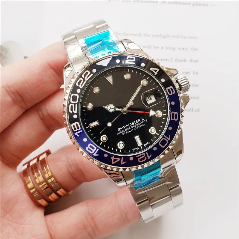 Роскошные светящиеся сапфировое стекло керамический ободок GMT автоматические мужские часы aaa бренд Топ механические часы