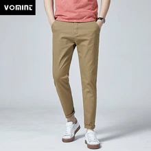 Vomint 3 цвета прямые повседневные брюки мужские новые деловые Стрейчевые хлопковые тонкие брюки мужские черные Хаки Большие размеры 42 44 46