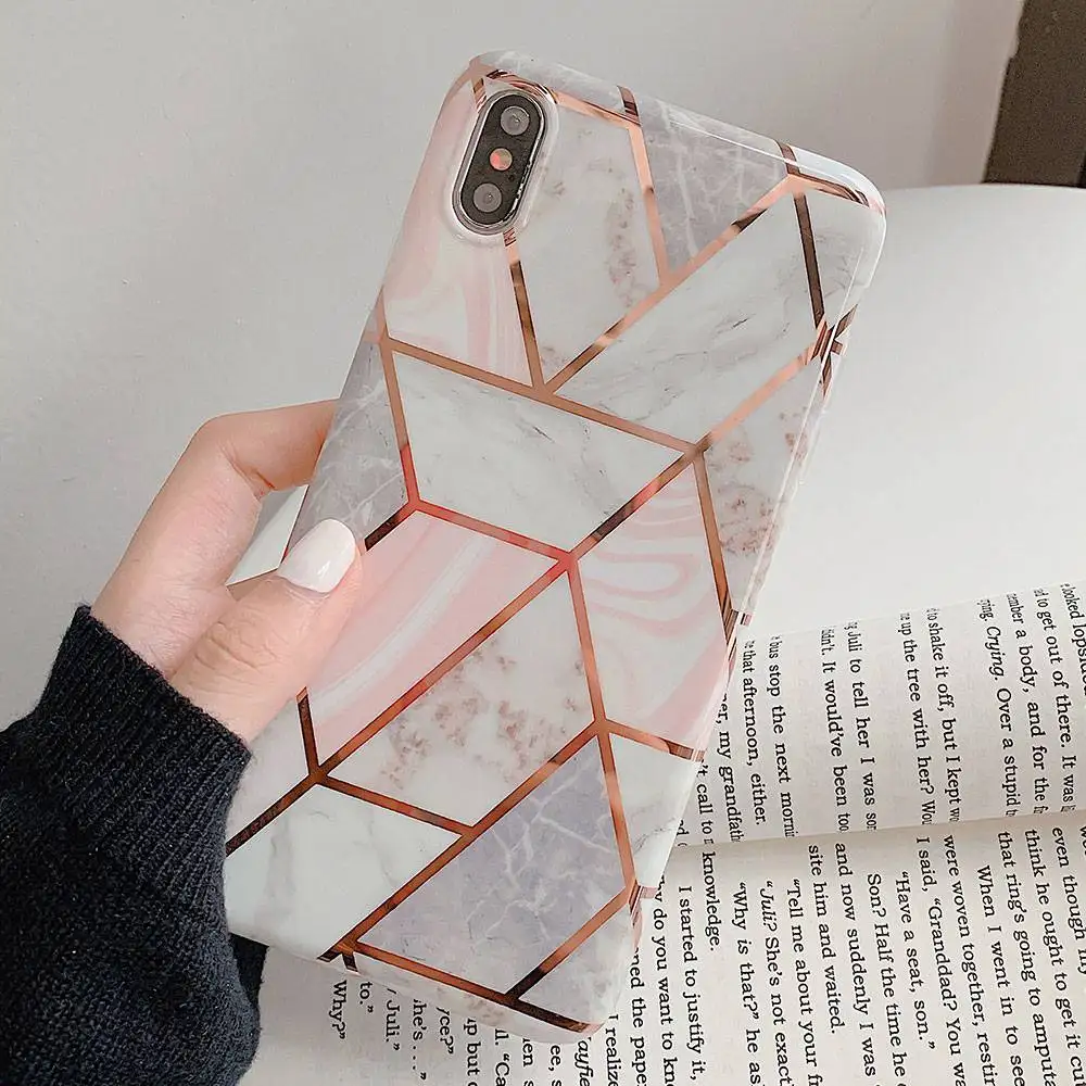 Marble Case iPhone XS Coque iPhone 8 Plus Case iPhone XR Rose 