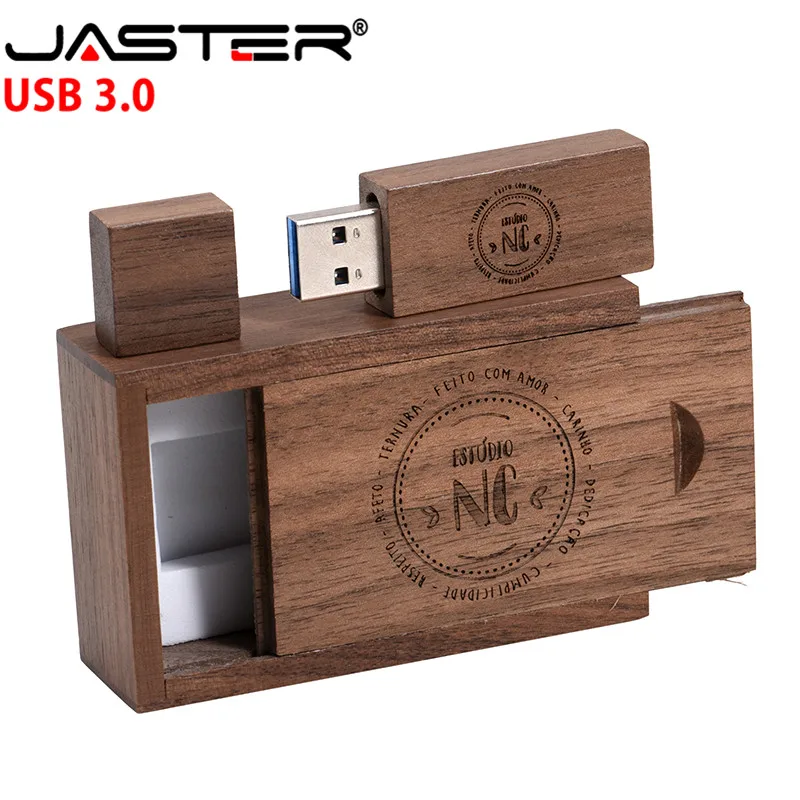 

JASTER Wooden bamboo+box USB flash drive pendrive 8GB 16GB 32GB memory card USB creativo personal gift (over 10 PCS free LOGO)