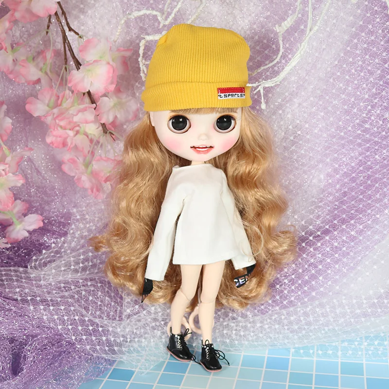 ICY blyth кукла Ручная роспись матовое лицо белая кожа золотые кудри волосы костюм куклы с зубами губы брови 30 см DIY BJD SD подарок