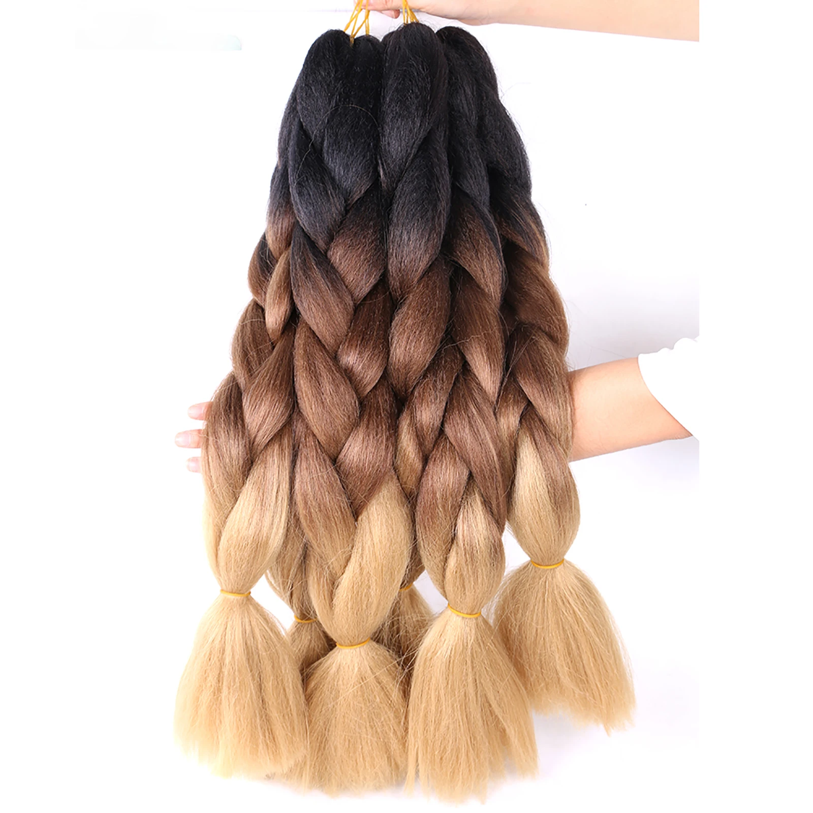 

Jumbo Braiding Hair Extensions Kanekalon Braiding Hair 24 Inch Ombre Multiple Tone Colored Synthetic Hair for Women