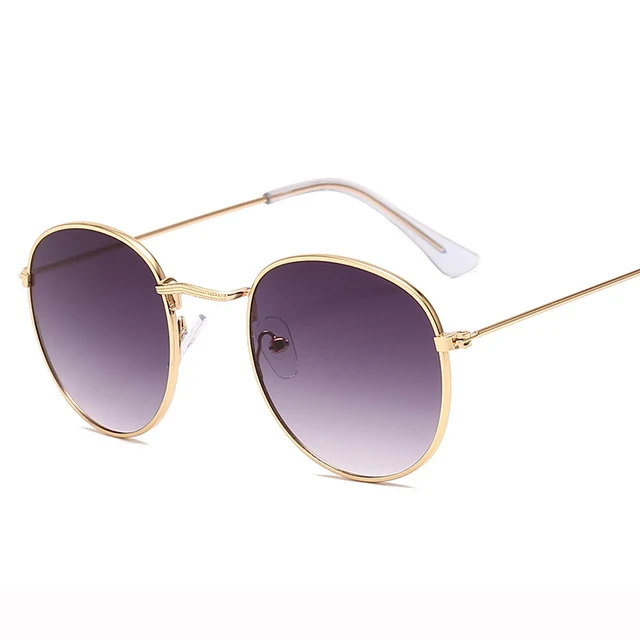 LeonLion 2021 Fashion Retro Sunglasses Men Round Vintage Glasses for Men/Women Luxury Sunglasses Men Small Lunette Soleil Homme GoldDoubleGray