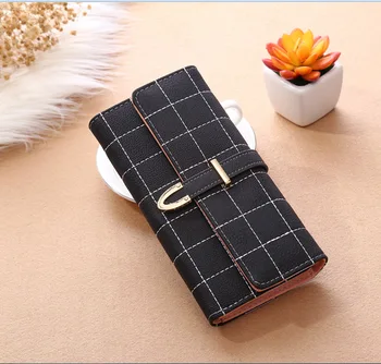 

Women Wallets Long With Plaid PU Leather Fashion Hasp Coin Purse Phone Bag Card Holders Female Wallet for girls ladies
