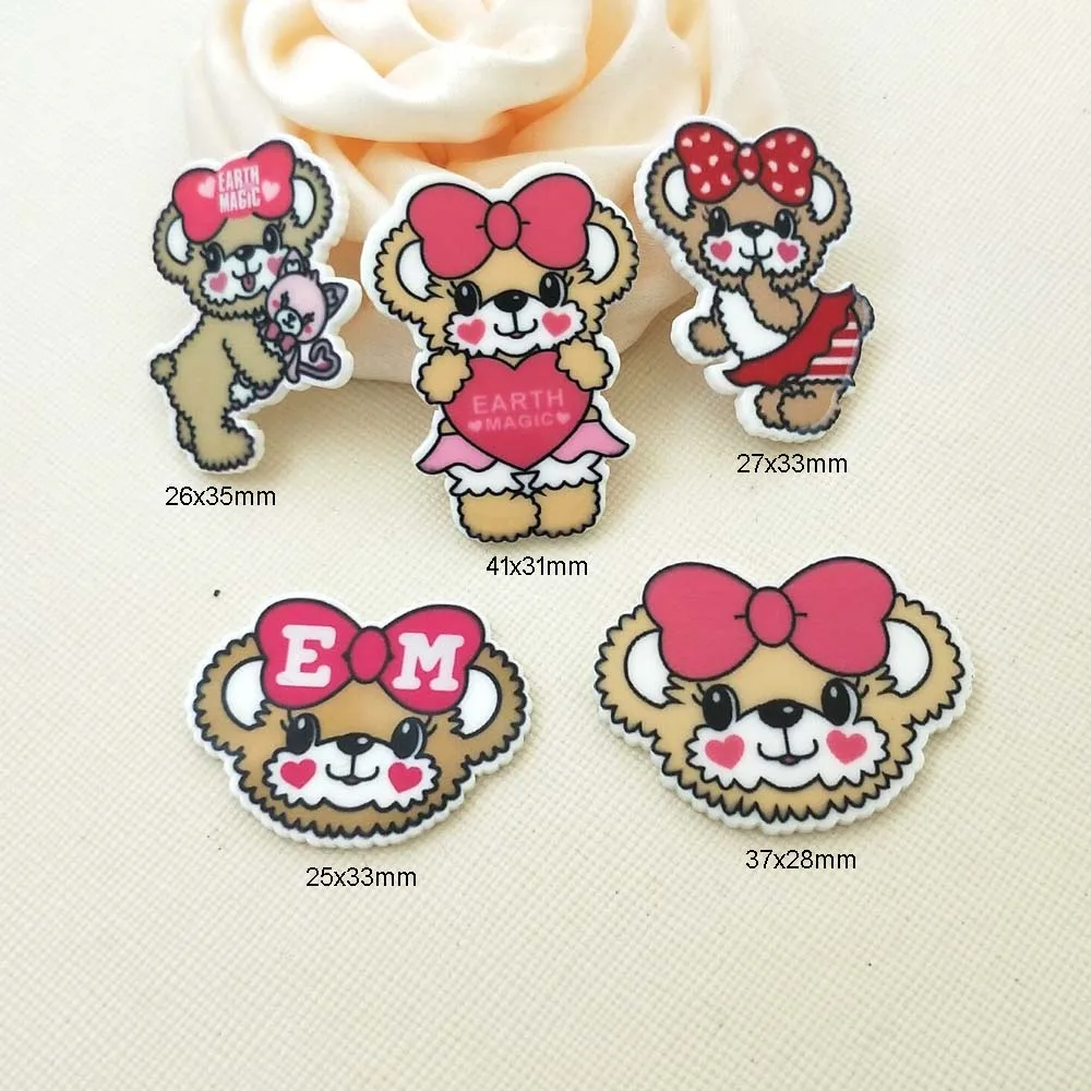 

30pcs/50pcs Japan cartoon bear plastic flat back planar resin for DIY Craft Supplies 1.2inch STK57