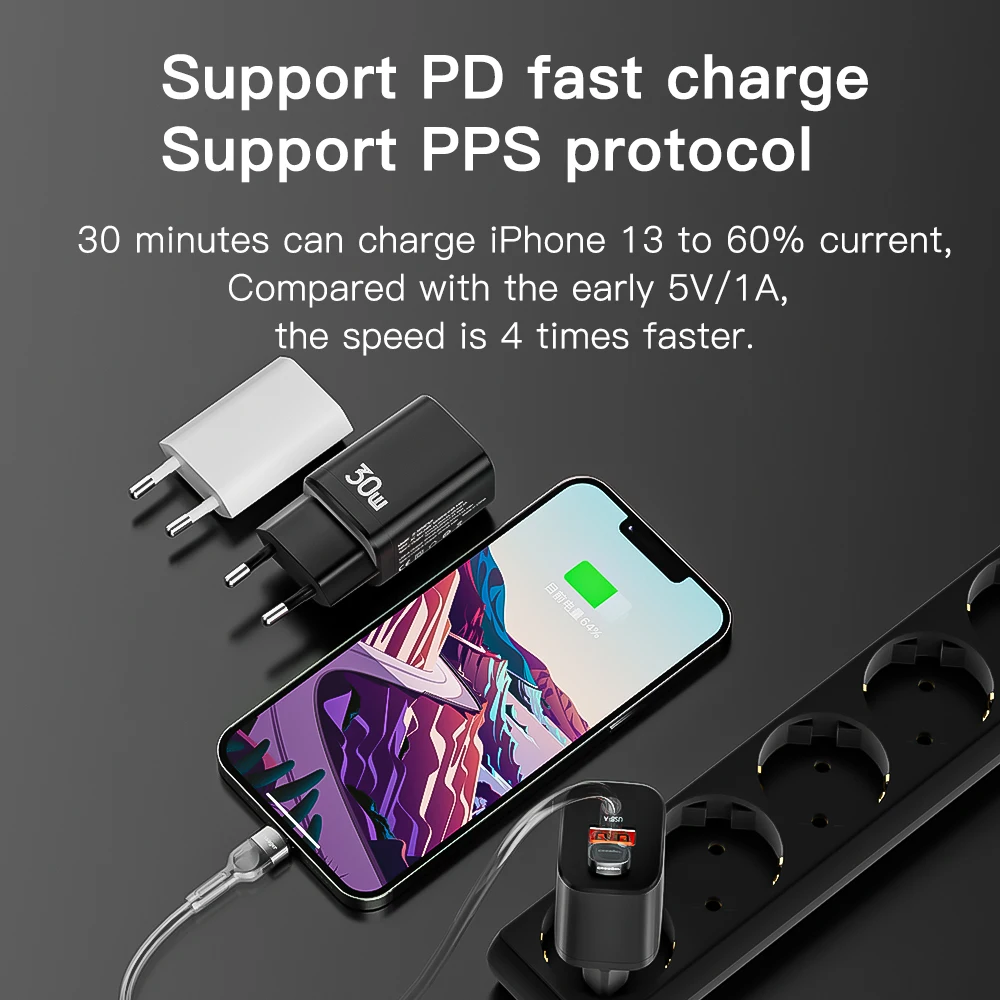 Essager USB Type C Fast Charger 30W QC PD 3.0 Dual Port Mini Portable Adapter For IPhone 16 15 14 IPad Xiaomi Fast Wall Chargers — view 5