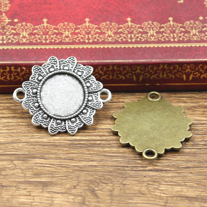 4 шт. подходит для 16 мм Круглый двойной подвесной стеклянный кабошон основа